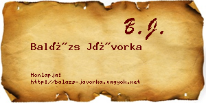 Balázs Jávorka névjegykártya
